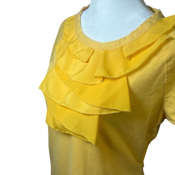 Isaac Mizrahi Live Yellow Tunic Top Ruffle Tie Casual Pullover 100% Cotton Small - Picture 6 of 8